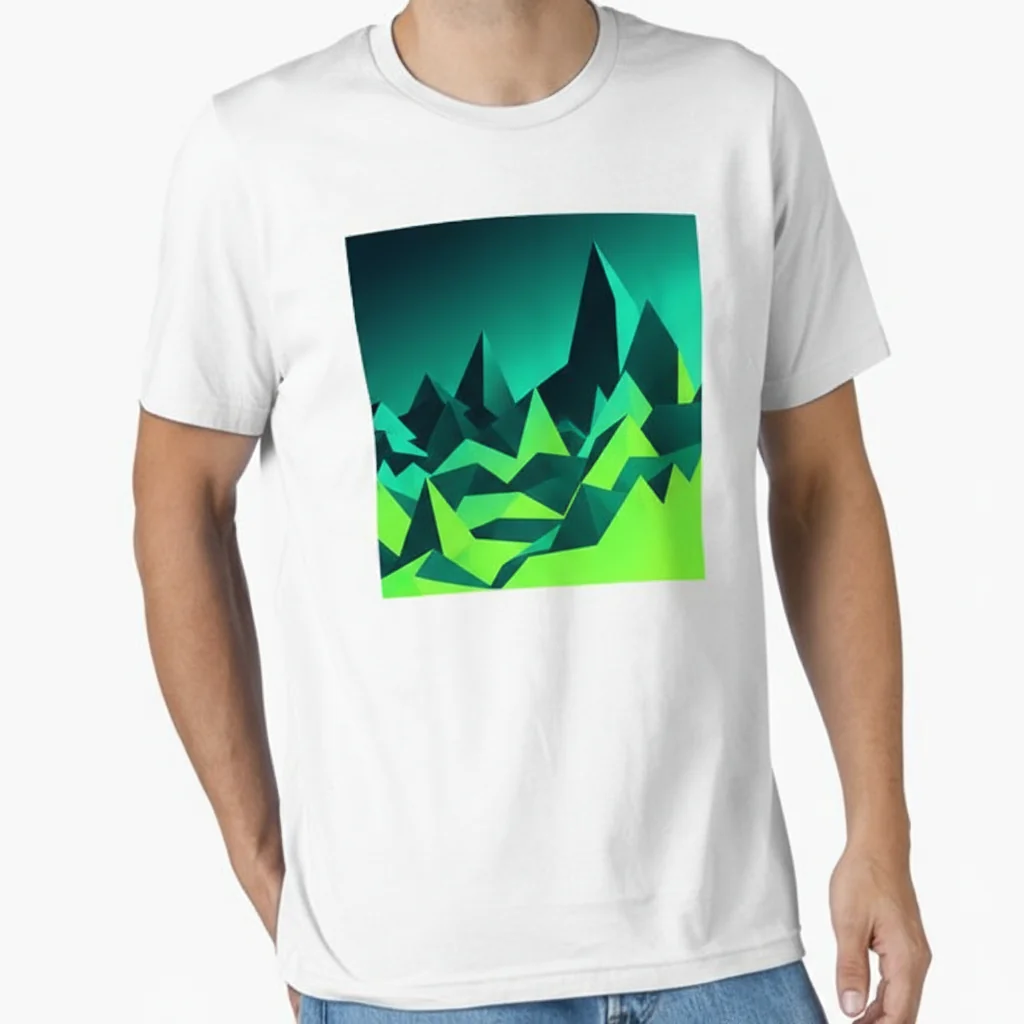 Gradiente Ombré Verde Ciano Escuro e Verde Limão Claro - Camiseta Essencial Durável