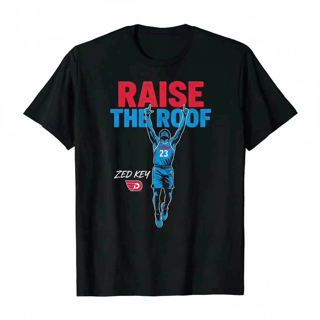Zed Key 'Raise the Roof' Dayton Flyers Men’s Basketball Fan Shirt – Durable & Fade-Resistant
