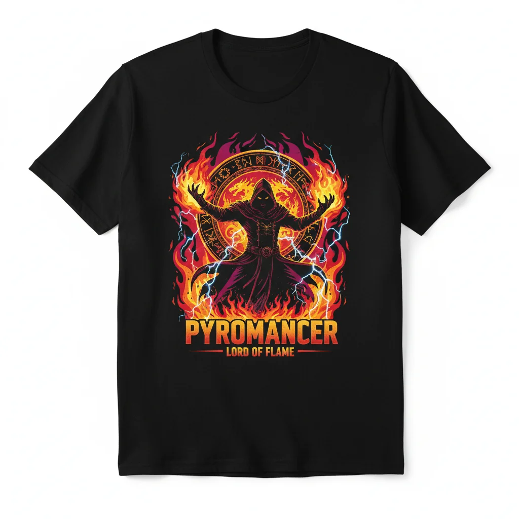 D&D Pyromancer Wizard T-Shirt - Black Essential Tee