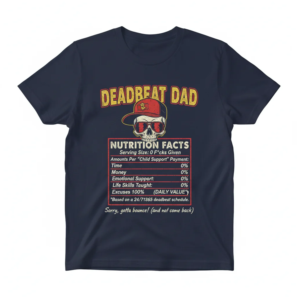 Áo Thun Độc Đáo 'Deadbeat Dad Nutrition Facts' Bền Đẹp, Không Phai Màu