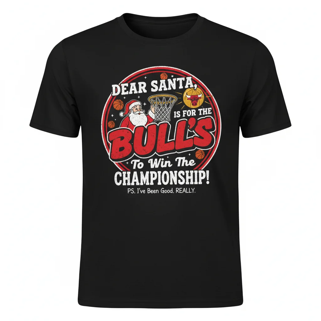 Dear Santa Chicago Bulls Championship Wish T-Shirt - Fan Apparel