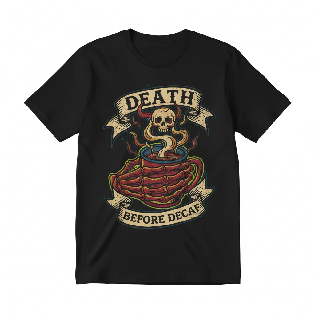 Death Before Decaf. Ink & Caffeine Tee.