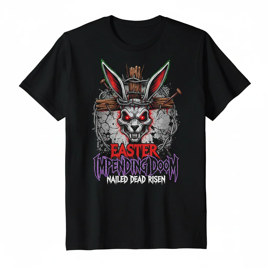 Death Metal Easter Nailed Dead Risen Impending Doom Essential T-Shirt – Premium Cotton Tee