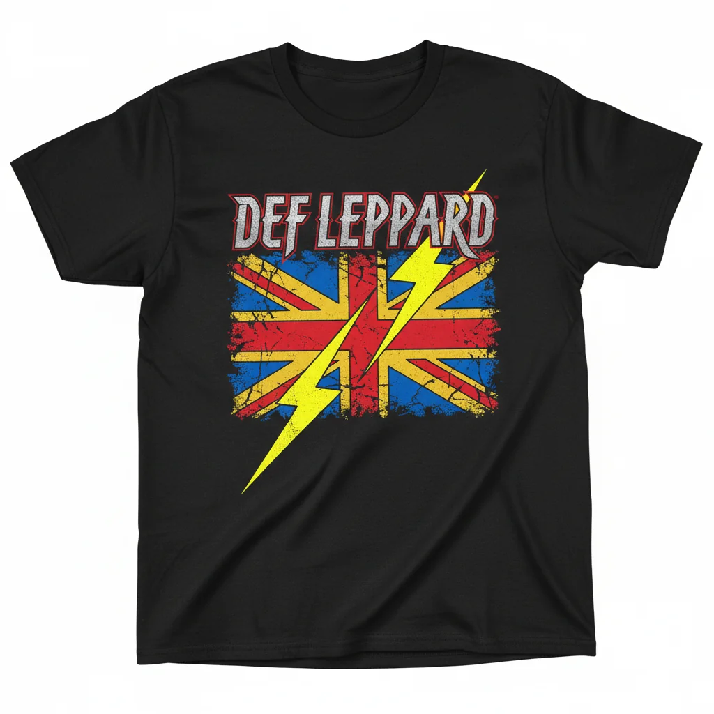Def Leppard Union Jack Heritage Tee – Iconic Rock, Everyday Style