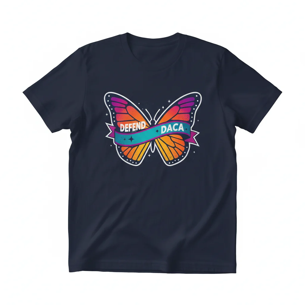 Defend DACA Butterfly Essential T-Shirt – Premium Cotton, Retail Fit, Activist Apparel