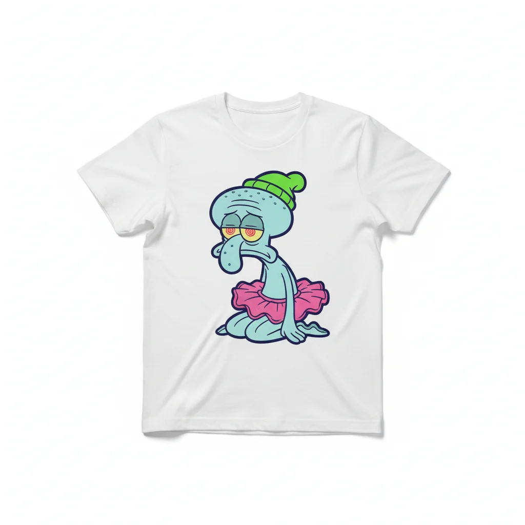 Deflated Squidward Premium Graphic Tee - Fade-Resistant & Ultra-Soft