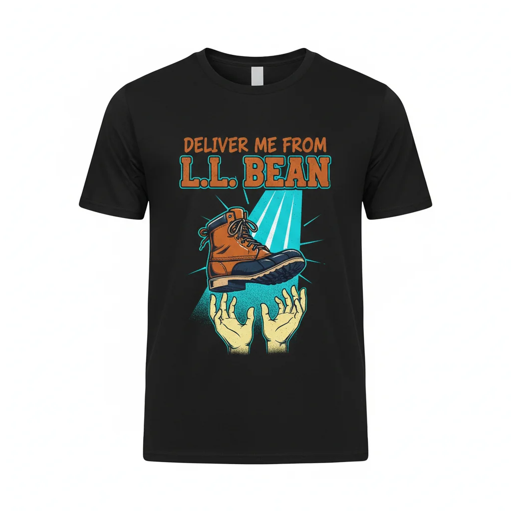 Divertido "Deliver Me From L.L. Bean" Camiseta Esencial de Algodón – Ajuste Retail