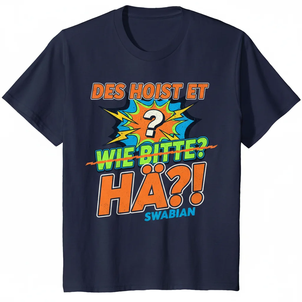 Schwäbischer Spruch "Des hoist et "as please" des hoist "HÄ?!"" T-Shirt – Unverzichtbares Schwaben-Statement