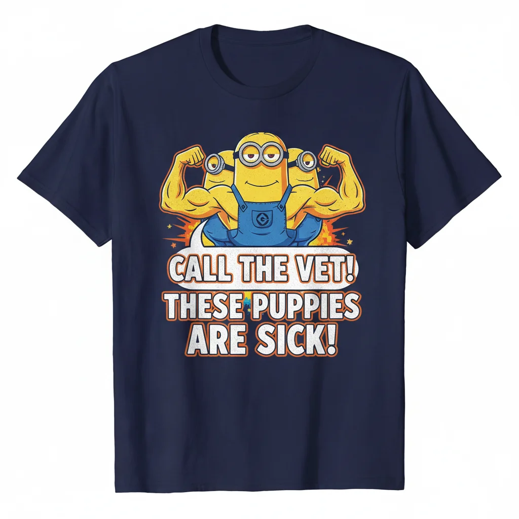 Despicable Me Minion "Call The Vet These Puppies Are Sick" Essential T-Shirt - Unisex Adult Tee