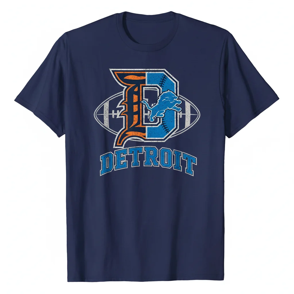 Camiseta Detroit D Letter Equipos Deportivos Tigers Lions