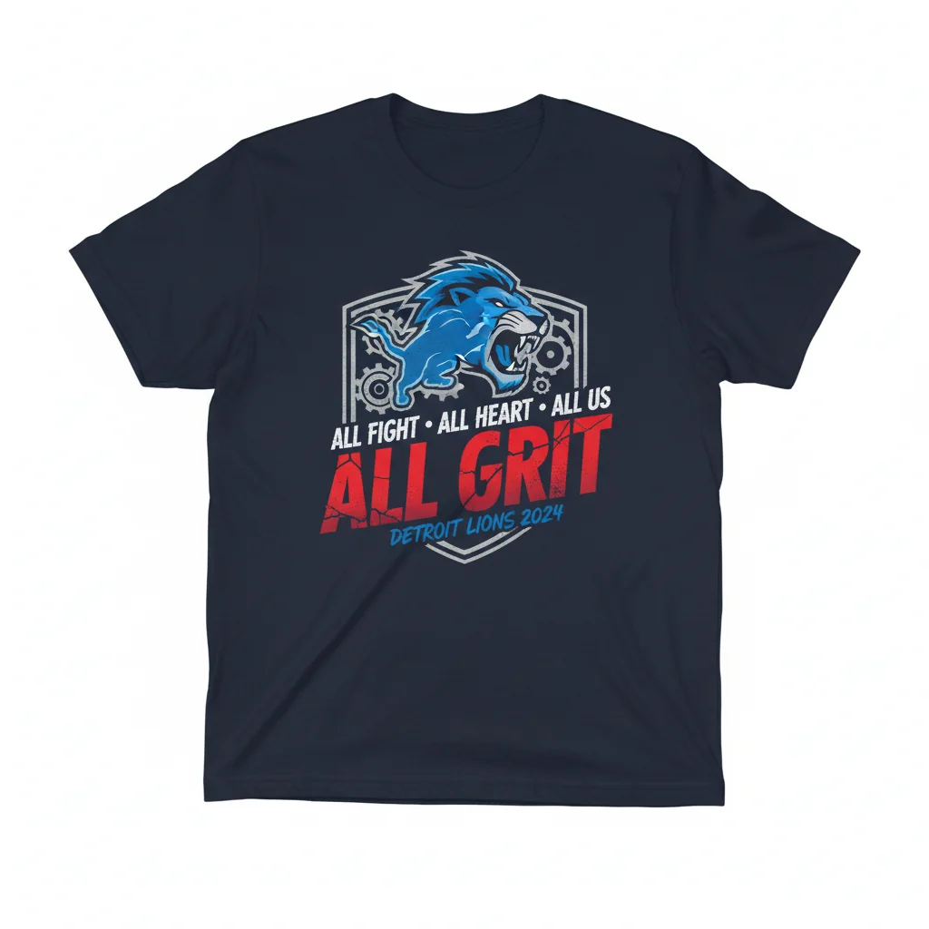 Detroit Lions All Fight All Heart All Us All Grit Signature 2024 T-Shirt