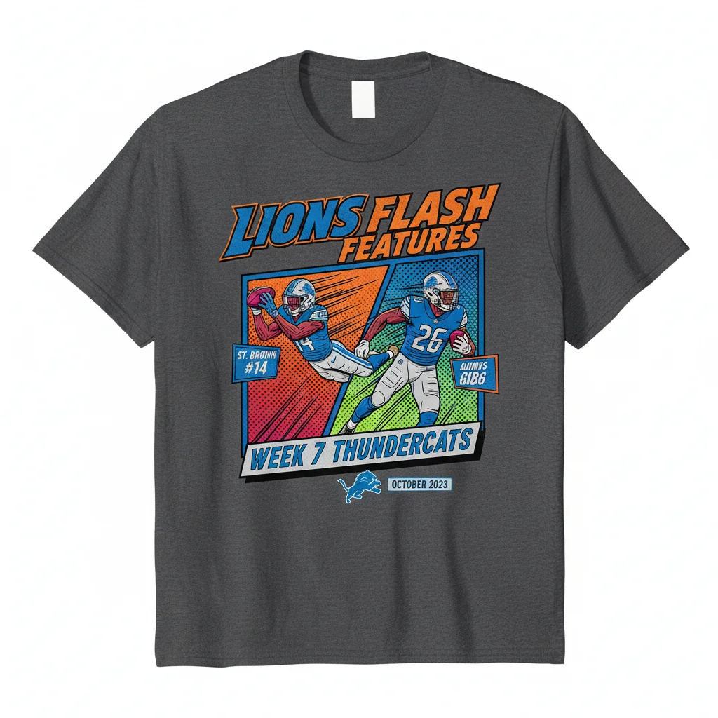 Detroit Lions Amon-Ra St. Brown & Jahmyr Gibbs NFL Flash Features Week 7 T-Shirt