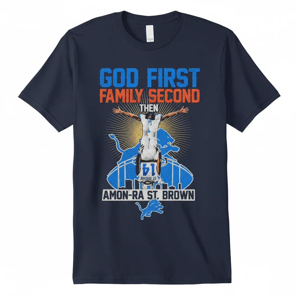 Detroit Lions Amon-Ra St. Brown Headstand God First Family Second Christmas Ornament – NFL Fan Gift