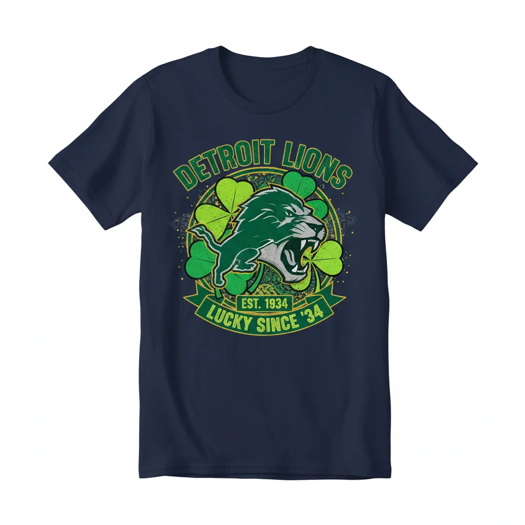 Detroit Lions St. Patrick's Day 'Est. 1934' Lucky Fan T-Shirt – Durable & Comfortable