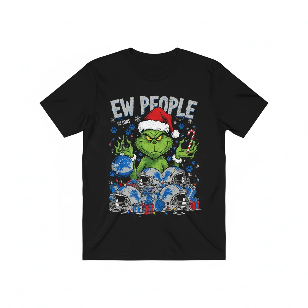 Detroit Lions Grinch Ew People Christmas NFL T-Shirt – Inside Out Design