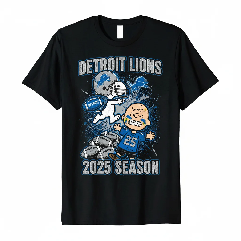 Detroit Lions Snoopy & Charlie Brown 2025 Fan Shirt – Durable & Fade-Resistant