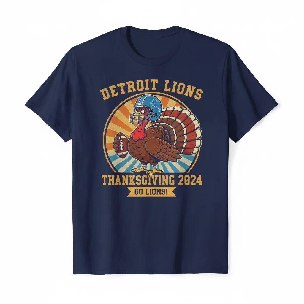 Detroit Lions Turkey Go Lions Thanksgiving 2024 Shirt – Unisex Fan Tee