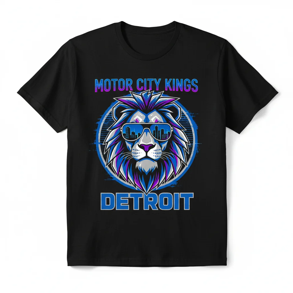 Detroit Lions Sunglasses Fan T-Shirt - Premium Cotton Tee