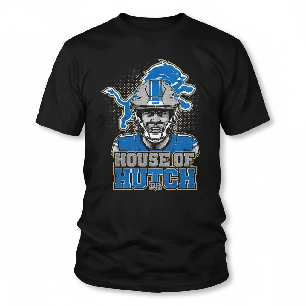 Detroit Lions x Aidan Hutchinson 'House of Hutch' Portrait Logo Tee - Pre-Shrunk & Durable