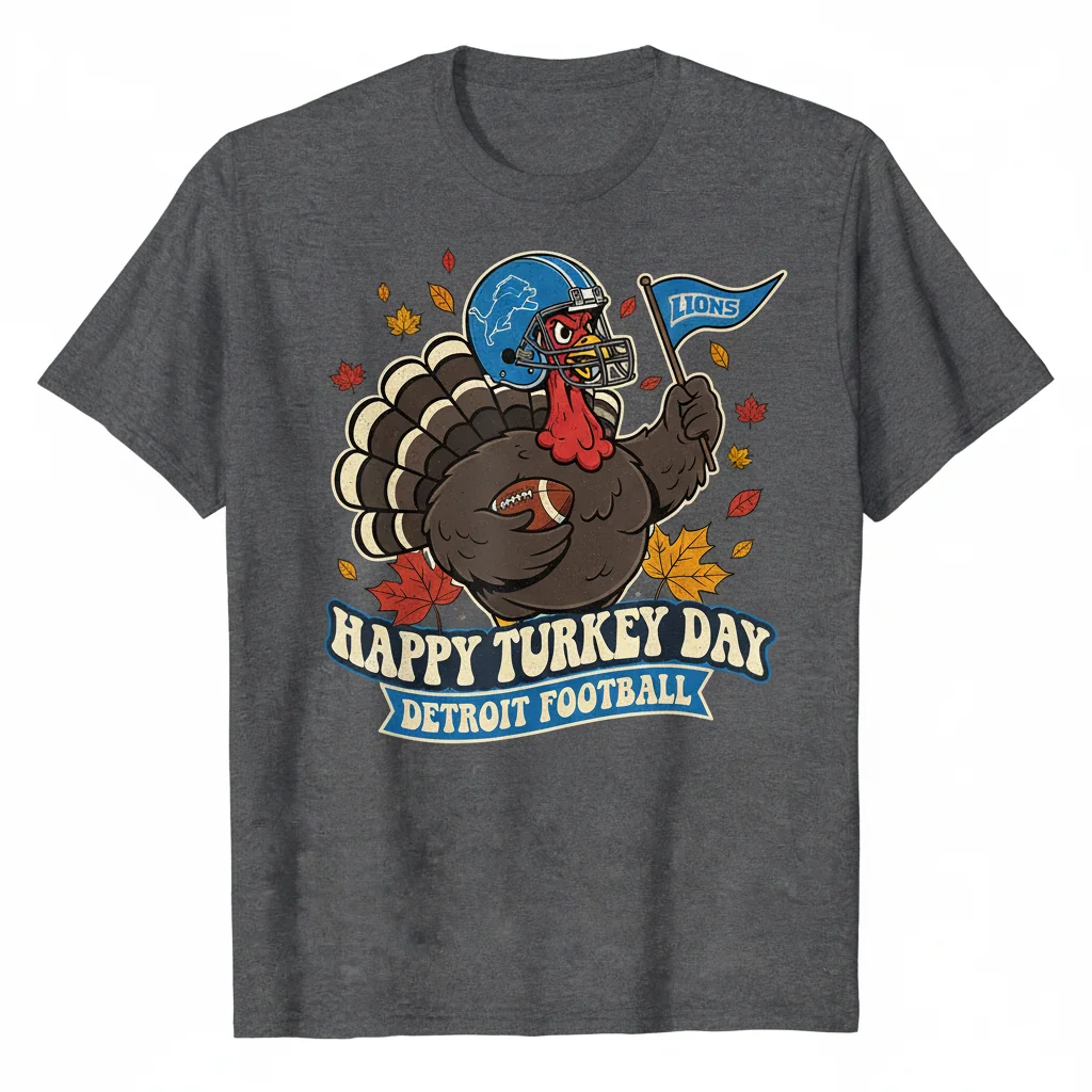 Detroit Lions Happy Thanksgiving Turkey Logo Shirt - Unisex Fan Apparel