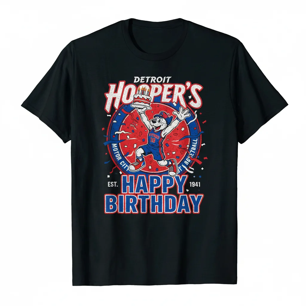 Pistons Hooper Birthday Mascot Art Tee