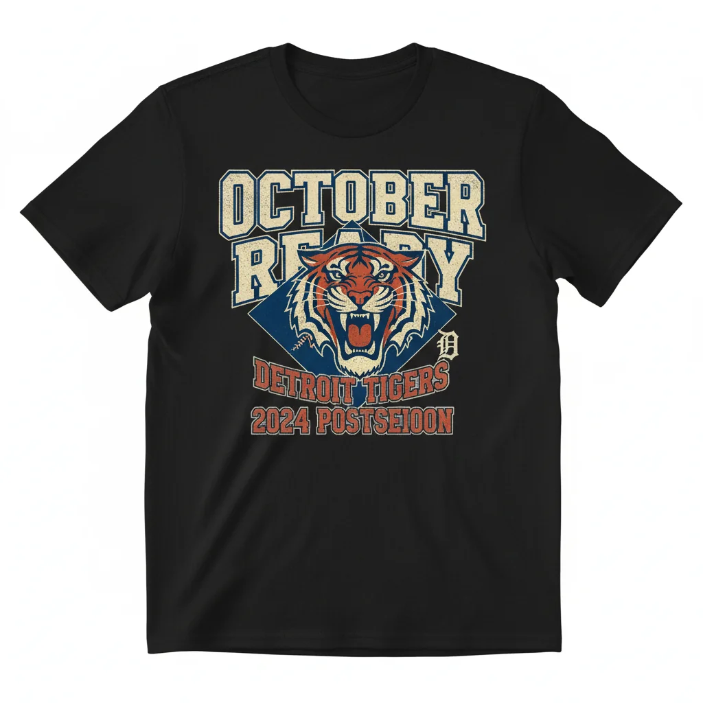 Detroit Tigers October Ready 2024 MLB Postseason Shirt – Durable & Fade-Resistant Fan Gear