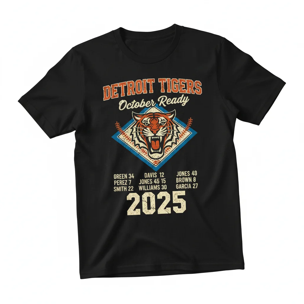 Detroit Tigers October Ready 2025 Roster Team Graphic T-Shirt - Men's & Women's Fan Apparel