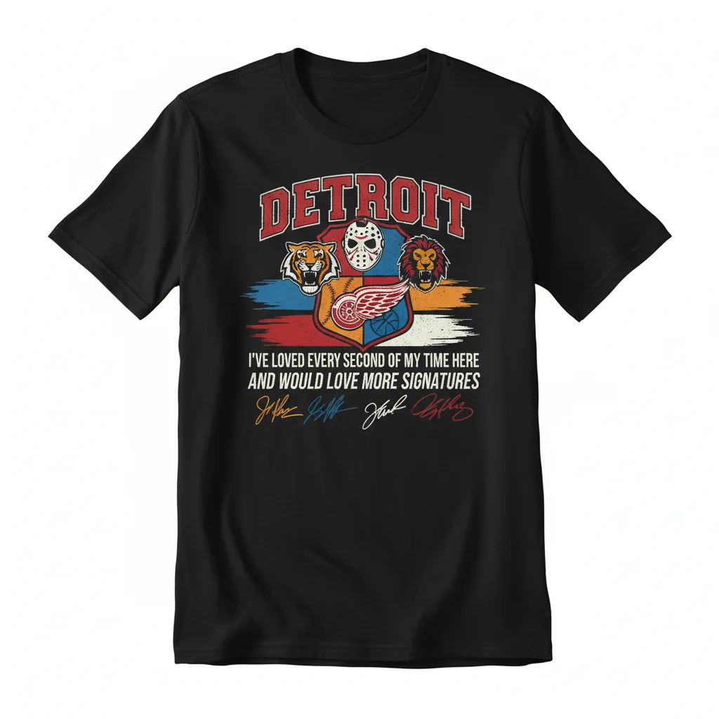 Detroit Sports Fan Legacy Tee: Tigers, Red Wings, Lions, Pistons - Unforgettable Moments