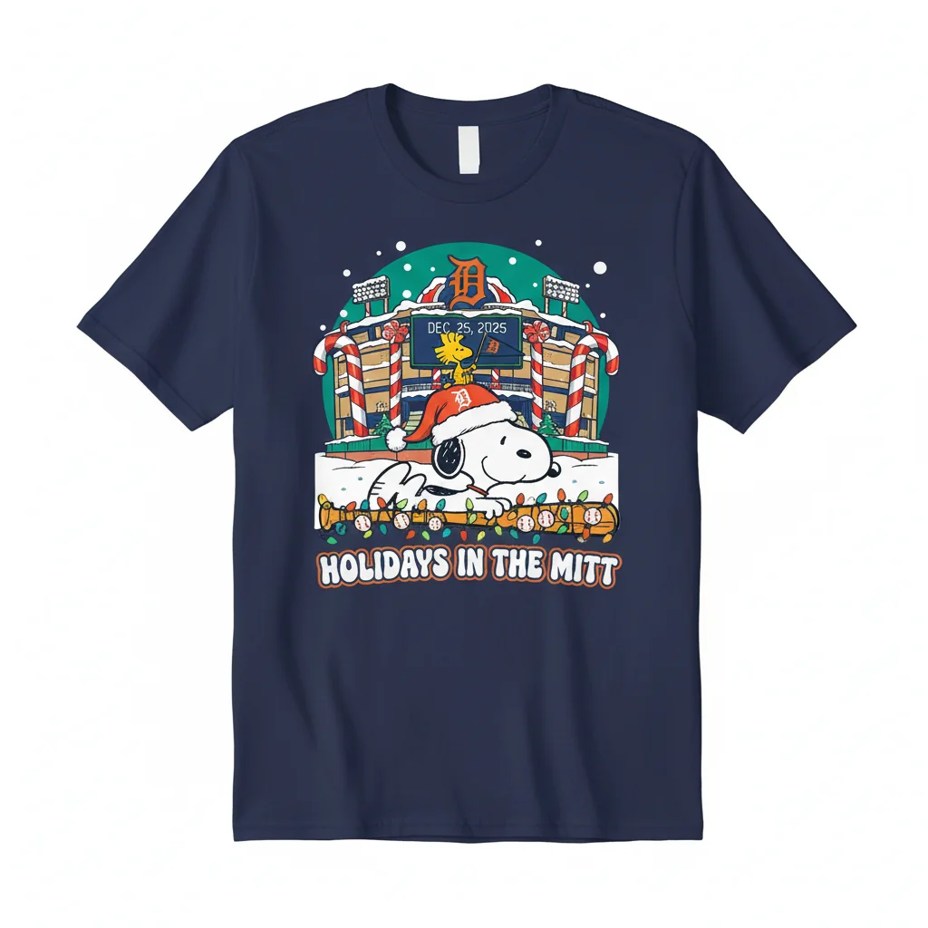 Detroit Tigers Snoopy: Holiday Joy Baseball Shirt 2025