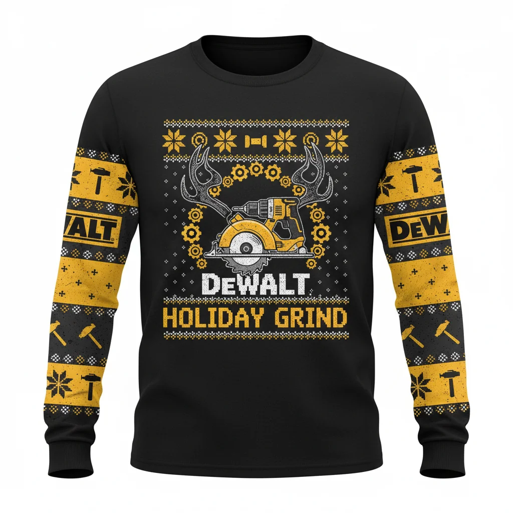 Dewalt Power Tools Ugly Christmas Sweater - Festive & Durable Workwear Apparel