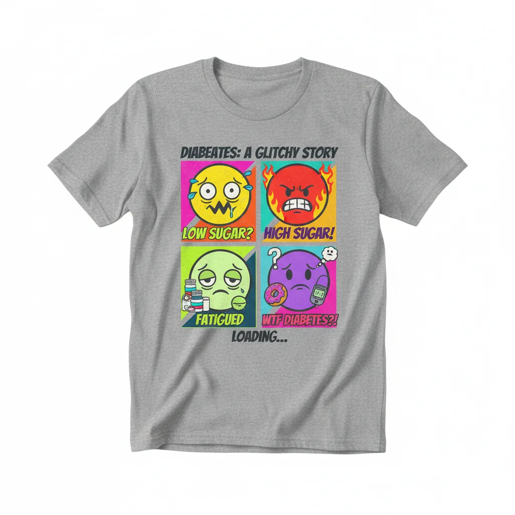 Express Your Diabetes Journey: Funny & Sarcastic Emoji Emoticon T-Shirt