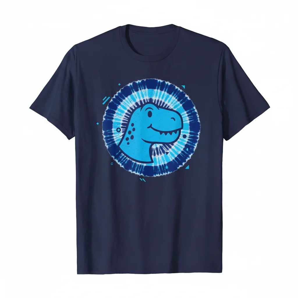 Dino Tie-Dye Indigo Essential T-Shirt – Unrivaled Durability & Style