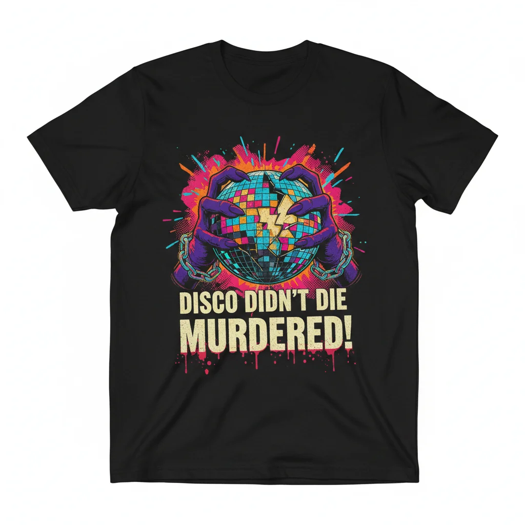 Disco Didn't Die, It Was Murdered! Portrait Graphic Essential T-Shirt - Premium Ring-Spun Cotton Tee