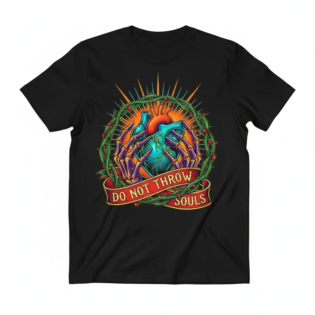 Camiseta Esencial "Do Not Throw Souls" – Algodón Peinado, Ajuste Retail