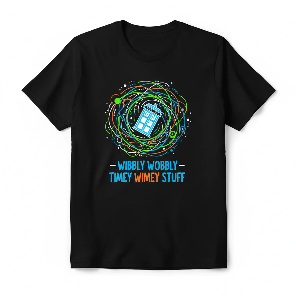 Doctor Who Wibbly Wobbly Timey Wimey Stuff T-Shirt - Men's Classic Fit, Black