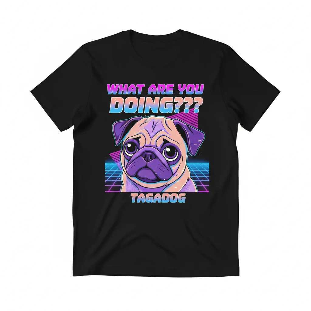 Pug Dog Meme "What Are You Doing?" Essential T-Shirt by Tagadog - Funny & Cute Pet Lover Apparel