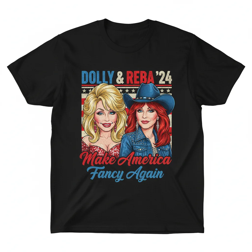 Dolly and Reba 2024 Fancy America Again T-Shirt - Premium Cotton Tee
