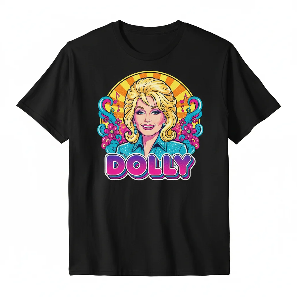Dolly Parton Graphic T-Shirt: Feel-Good Heavyweight Tee (S, Black)