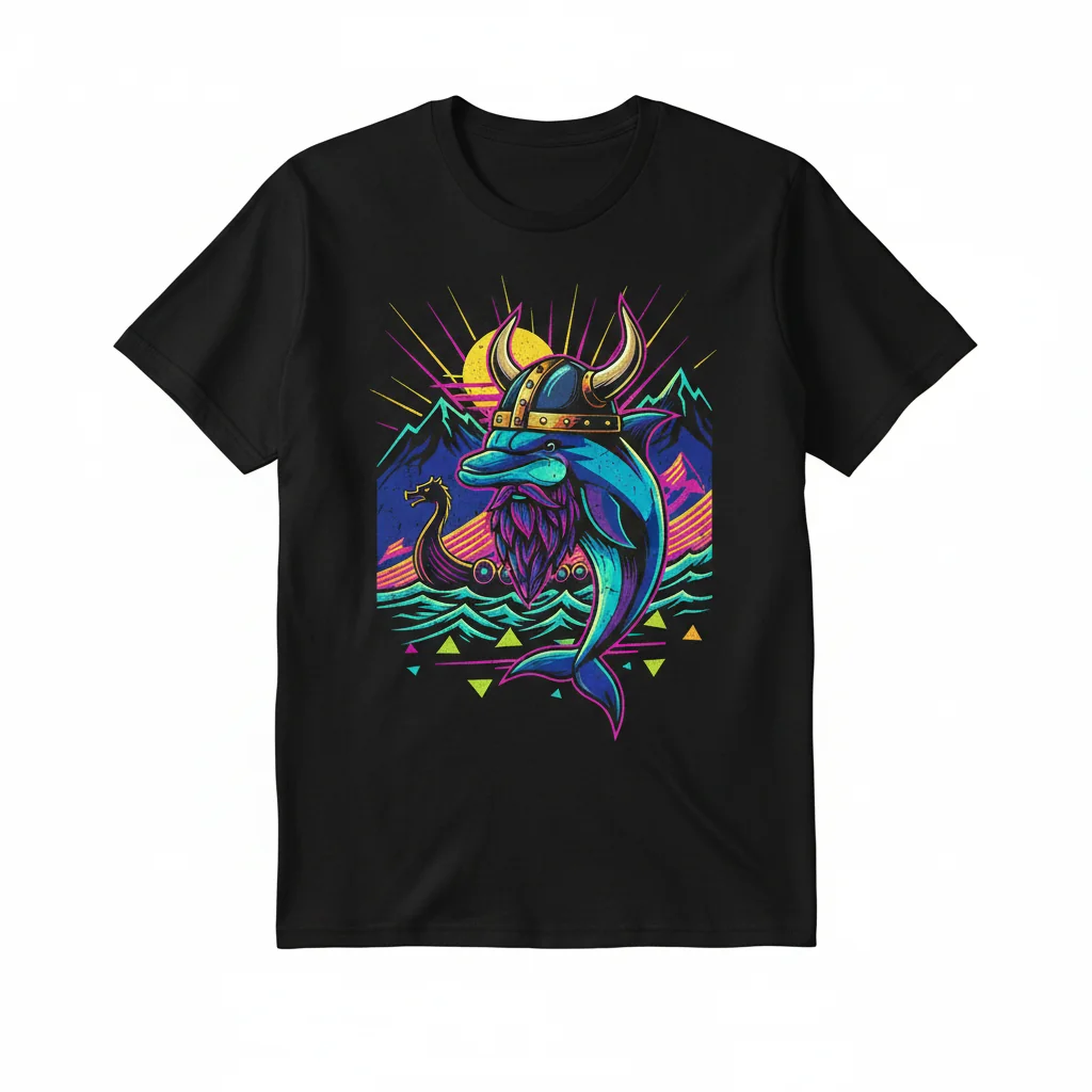 Embrace the Spirit: Dolphin Viking Art Tee