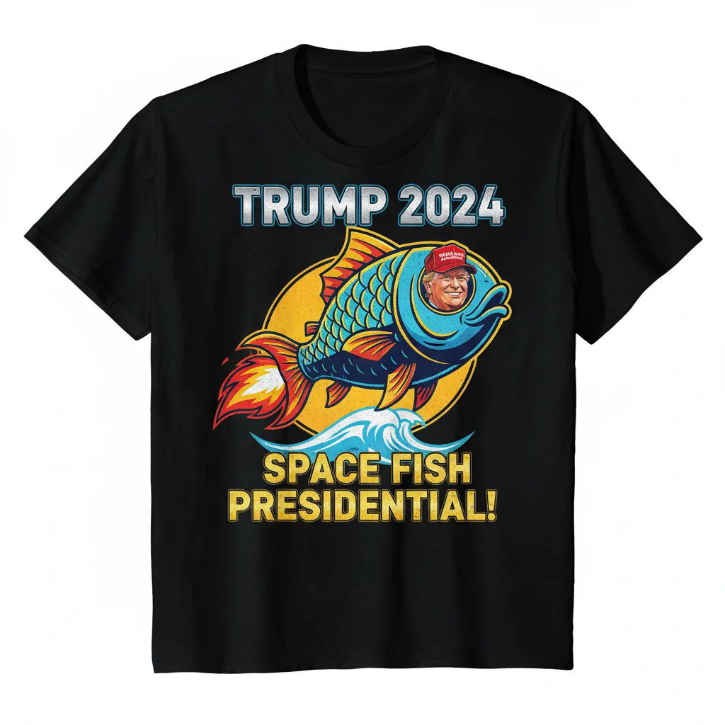 Donald Trump 2024 "Fish Rocket" Political Campaign T-Shirt - Men's & Women's Ring-Spun Cotton Tee