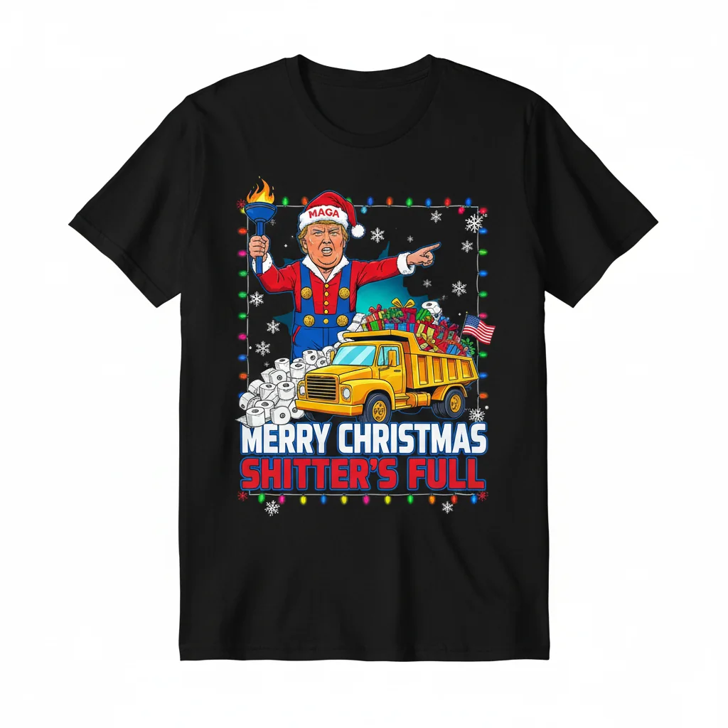 Donald Trump Merry Christmas Shitter's Full Funny - Premium Holiday Tee