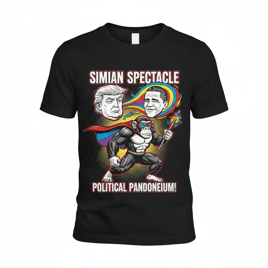 Unique Political Satire T-Shirt: Trump, Obama & Apes Graphic Tee