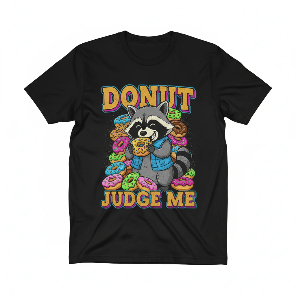 Donut Judge Me Raccoon: Embrace Joy Essential Tee