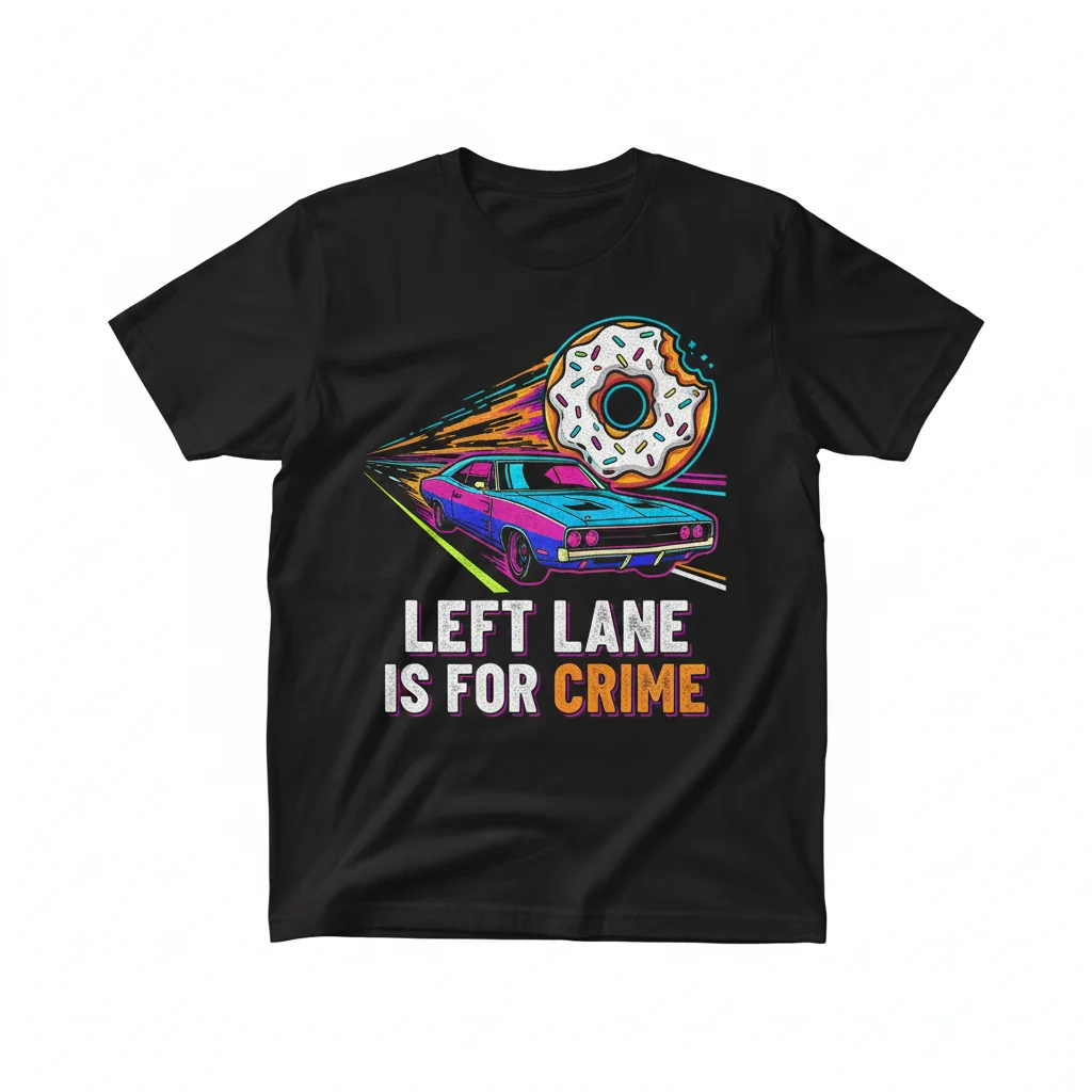 Donut Operator "Left Lane Is For Crime" Premium Graphic Tee - Durable & Comfortable