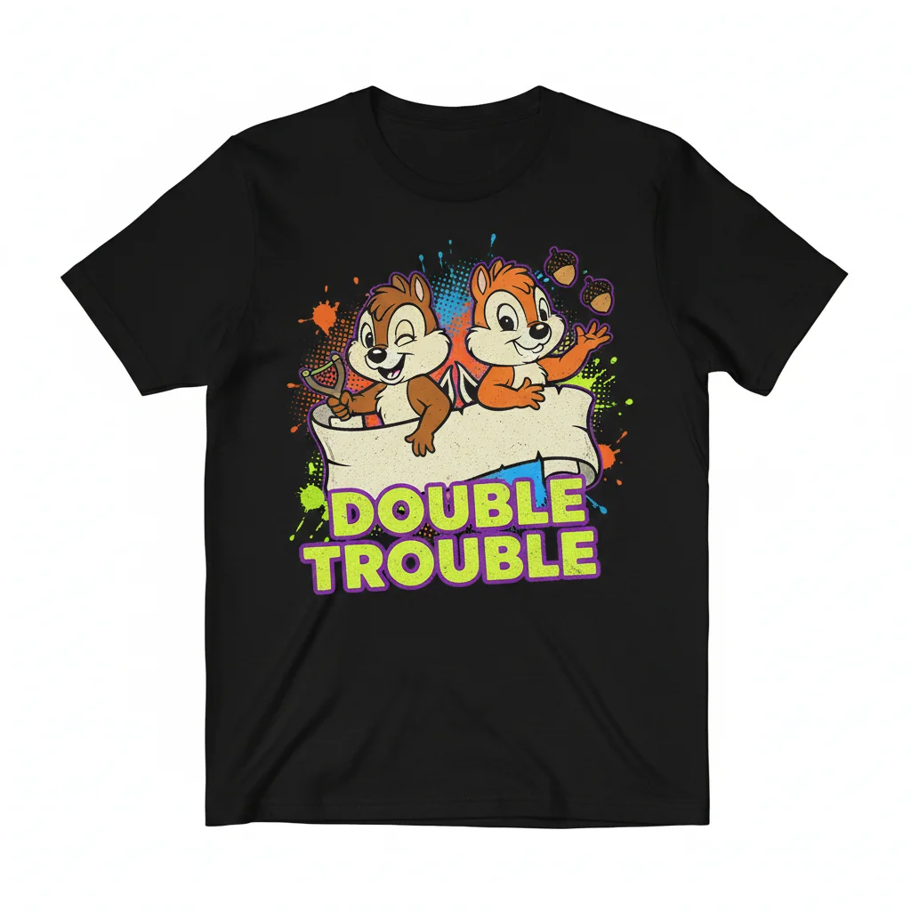 Disney Chip 'n' Dale Double Trouble Essential T-Shirt - Premium Ring-Spun Cotton Tee