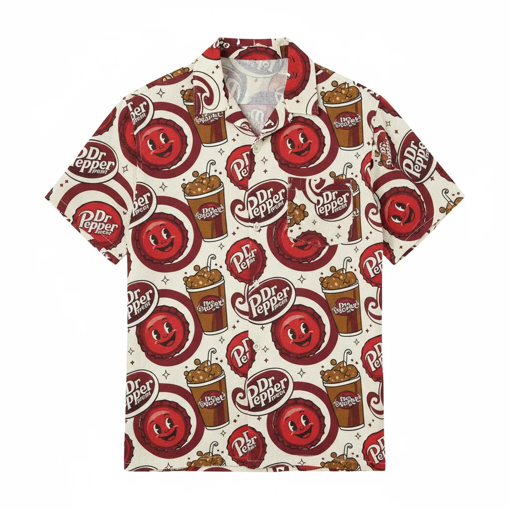 Dr. Pepper 'Soda Pop' Art Button-Up | Vintage-Inspired Unisex Shirt