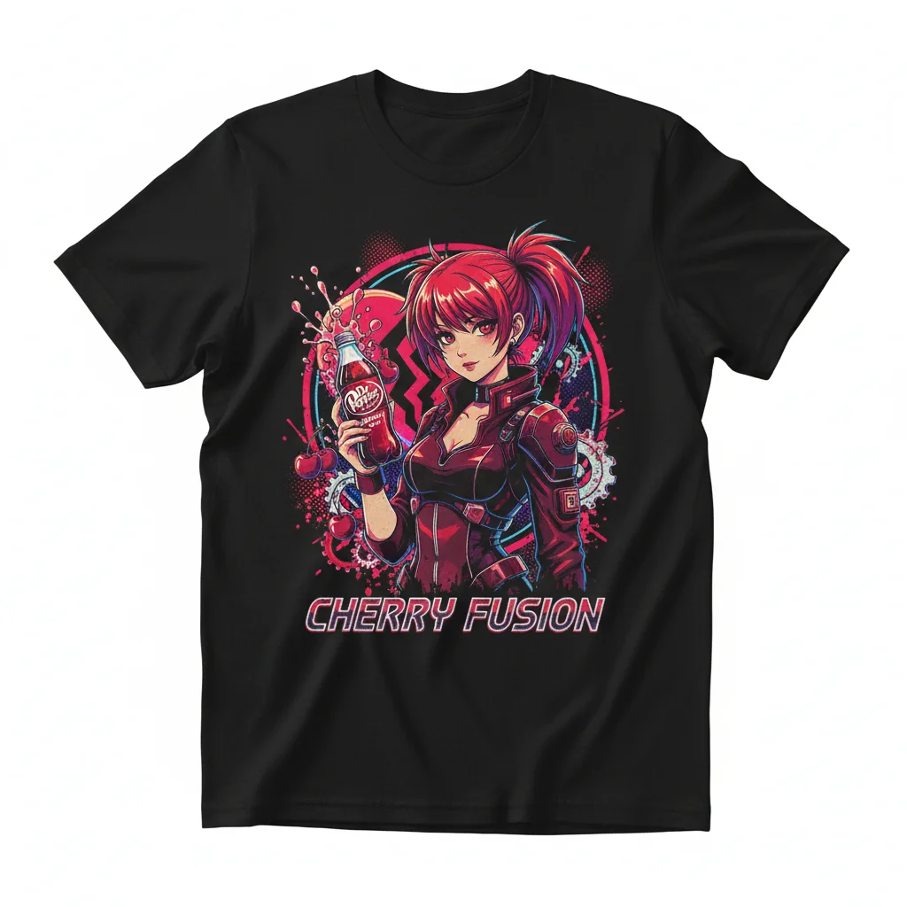 Dr Pepper Cherry Anime Graphic T-Shirt | Unique Collectible Tee