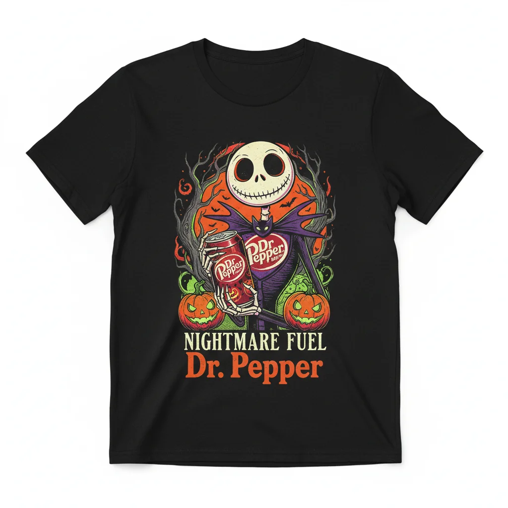 Dr Pepper Skellington Halloween T-Shirt - Spooky Soft Cotton Tee