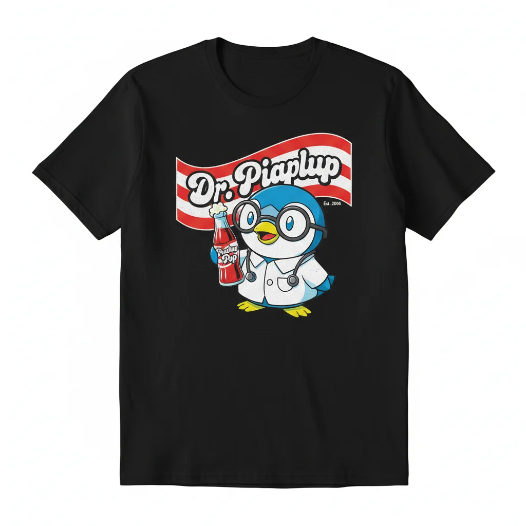 Dr. Piplup Funny Dr. Pepper Graphic T-Shirt | Unique Nintendo Fan Apparel