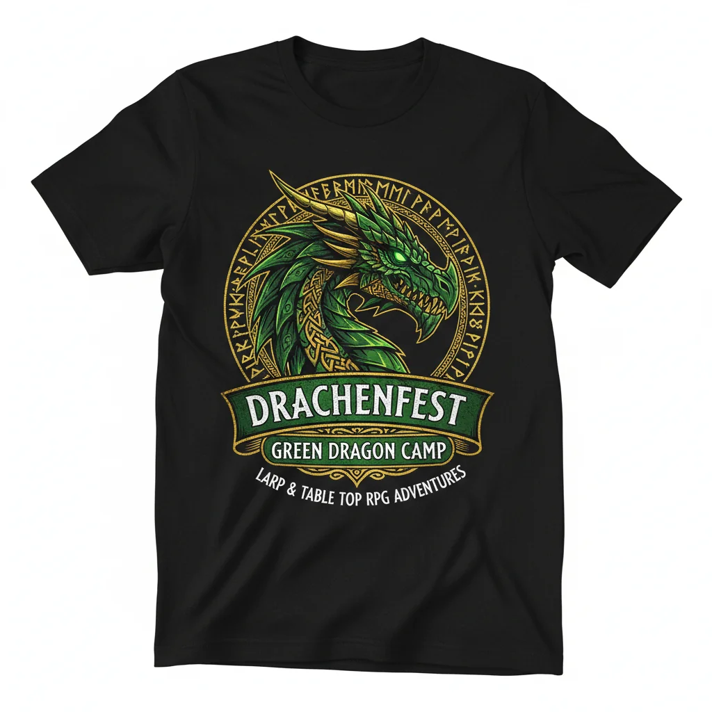 Drachenfest Grüner Drachen Camp Essential T-Shirt – LARP & RPG Fan Shirt